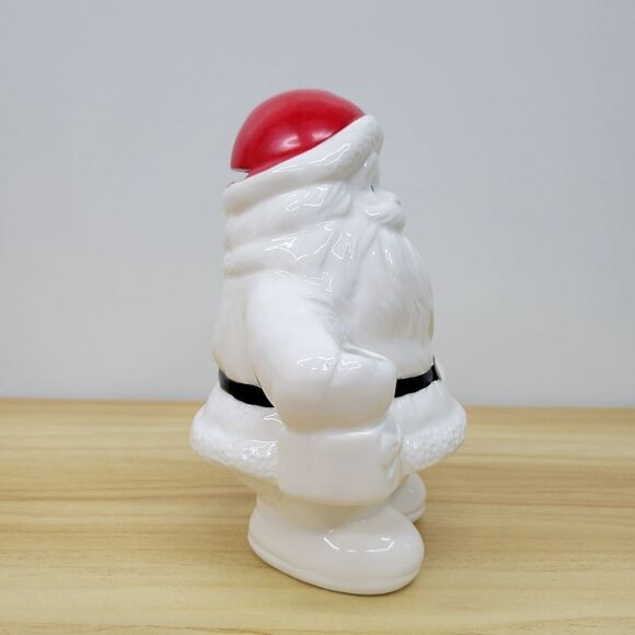 Vintage Christmas Santa Claus Vase with Poinsetta Figurine Coin Bank by Russ - Picture 9 of 15